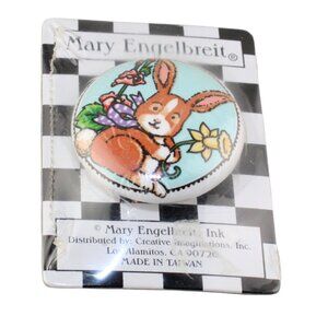 Mary Engelbreit Bunny with flowers Ceramic Drawer Pull Cabinet Knob
